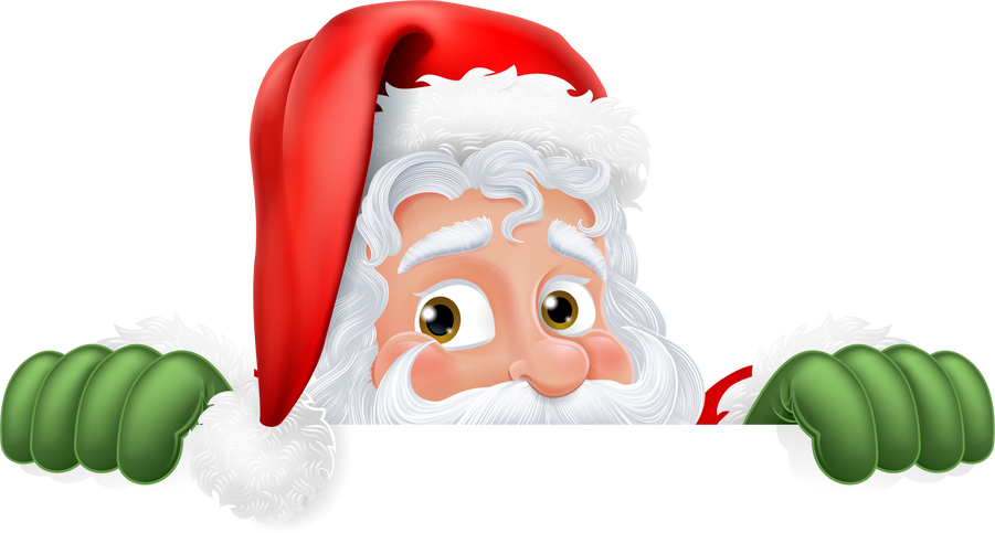 Cartoon Santa Claus Father Christmas Peeking Sign